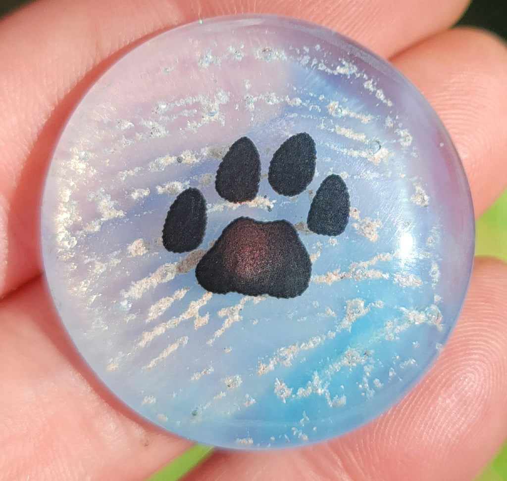 Paw Print Cremation Memory Stones 4 (set) Ashes InFused Glass 1 inch pocket stones in Velvet Bag