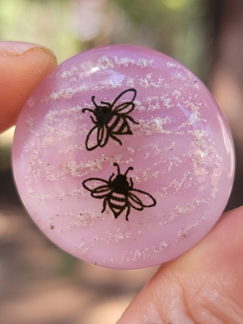 Bumblebee Cremation Pocket Stones 4 (set) Ashes InFused Glass 1 inch stones in Velvet Bag