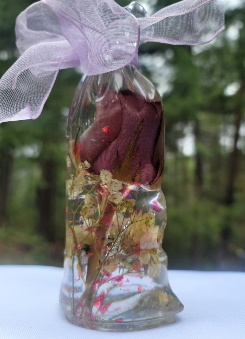 Rose Funeral Flower Preservation Resin Encapsulation Memorial Light