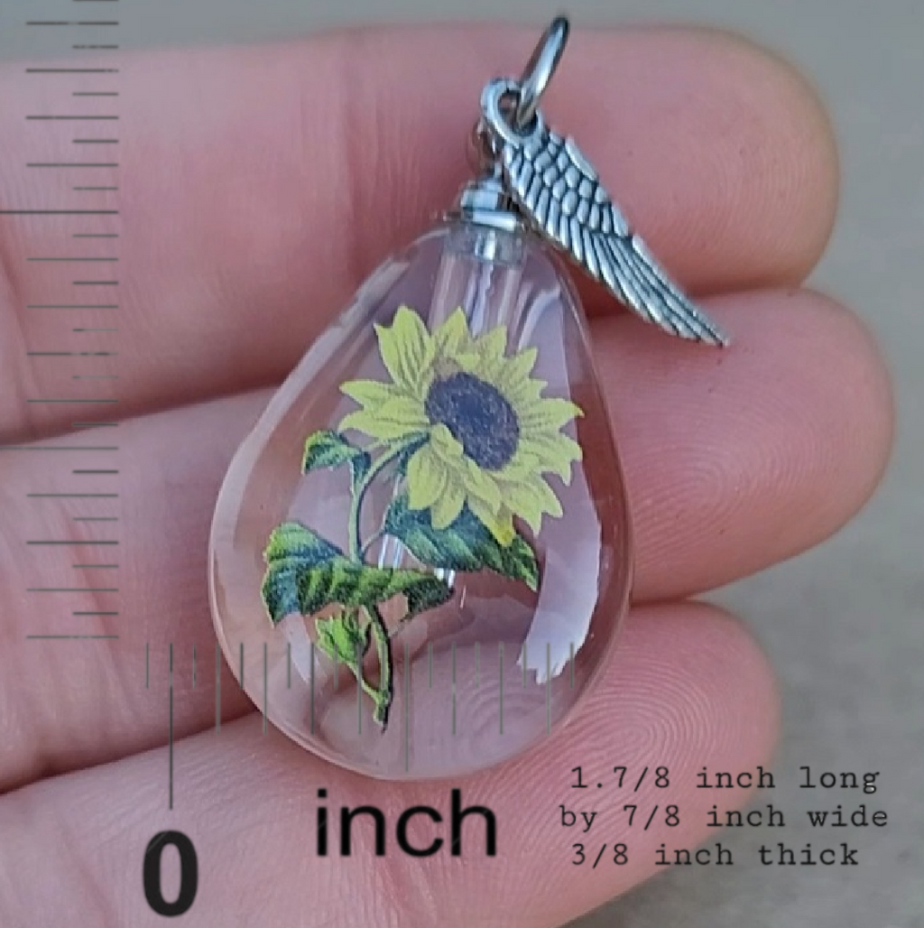 DIY Sunflower Teardrop Cremation Jewelry Necklace Sympathy Kit Gift Wrapped with Tools