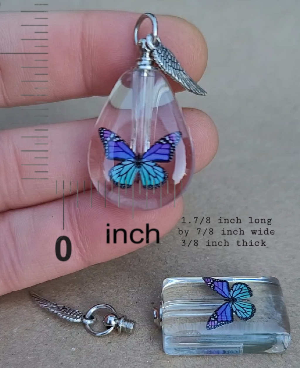 DIY Purple Teal Monarch Butterfly Cremation Jewelry Urn Necklace Sympathy Gift Wrapped with Tools