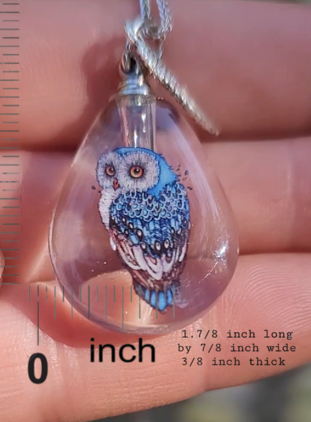 DIY Owl Feather Wing Cremation Urn Crystal Bottle Necklace Fill Yourself