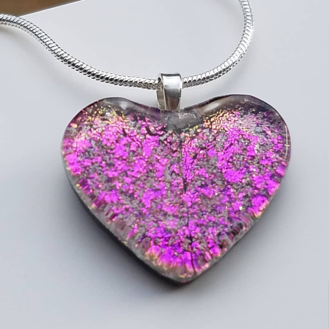 Tiny 3/4 Inch Cremation Jewelry Heart Ashes InFused Glass Pendant ...