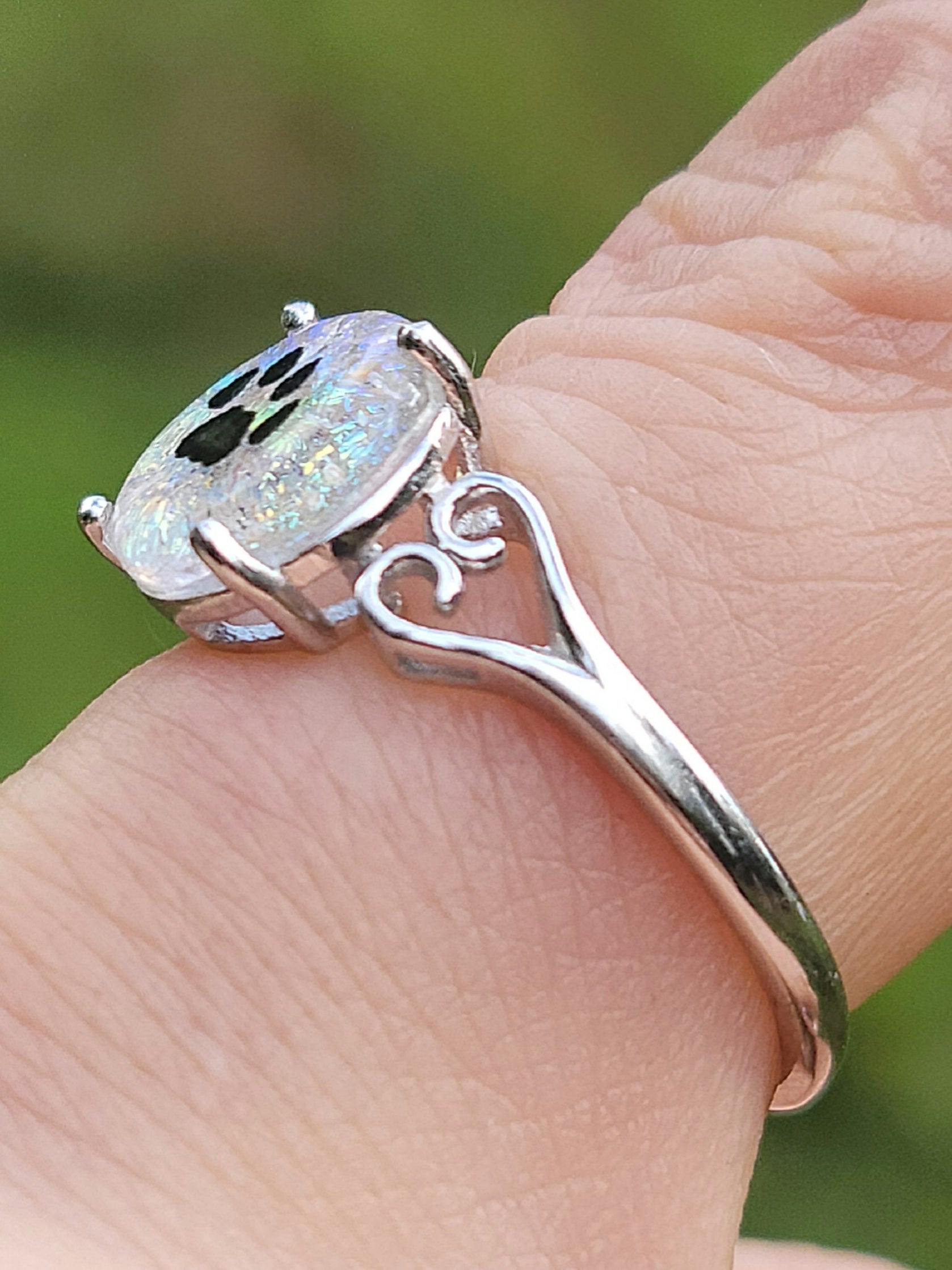 Cremation Jewelry Heart Ring Sterling Silver Ashes in Glass